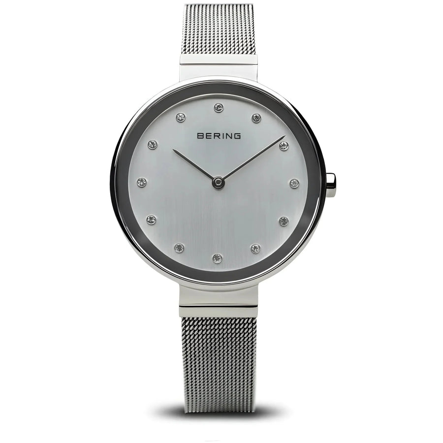 Bering dameshorloge 12034-000 met zilverkleurige meshband