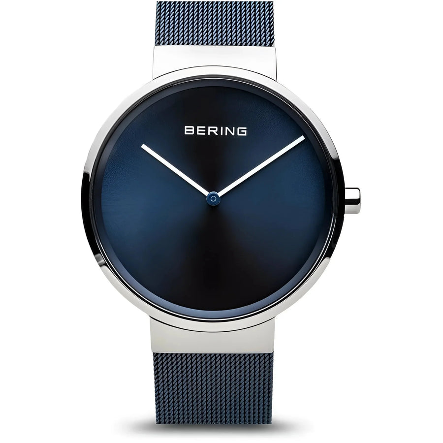 Herenhorloge Bering 14539-307 met blauw wijzerplaat en mesh band, stijl perfect accentueren
