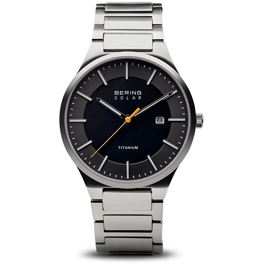 Bering herenhorloge 15239-779 met zwart wijzerplaat en zilveren band