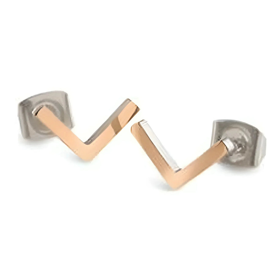 Super lichte Boccia oorbellen 05024-03 met rose goud zigzag studs