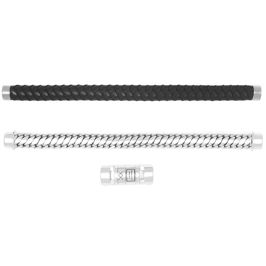 Zwarte gevlochten Buddha to Buddha armband 008BL met zilveren greep en sluiting