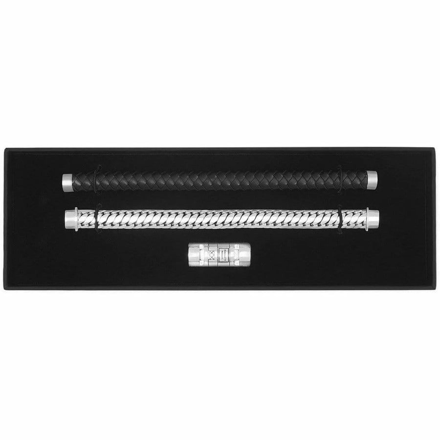 Zwarte en zilveren gestructureerde pen set met boeiend design, Buddha armband 008BL