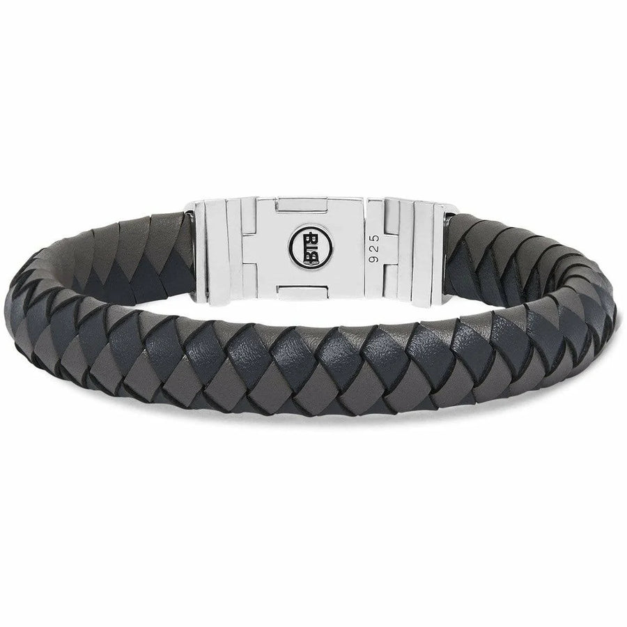 Zwarte geweven leren Buddha to Buddha armband 010MIX met zilveren sluiting