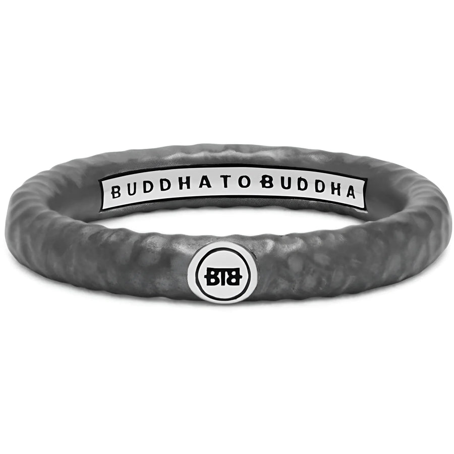 Grijze getextureerde siliconen Buddha to Buddha armband met ronde logo voor Buddha ring 321