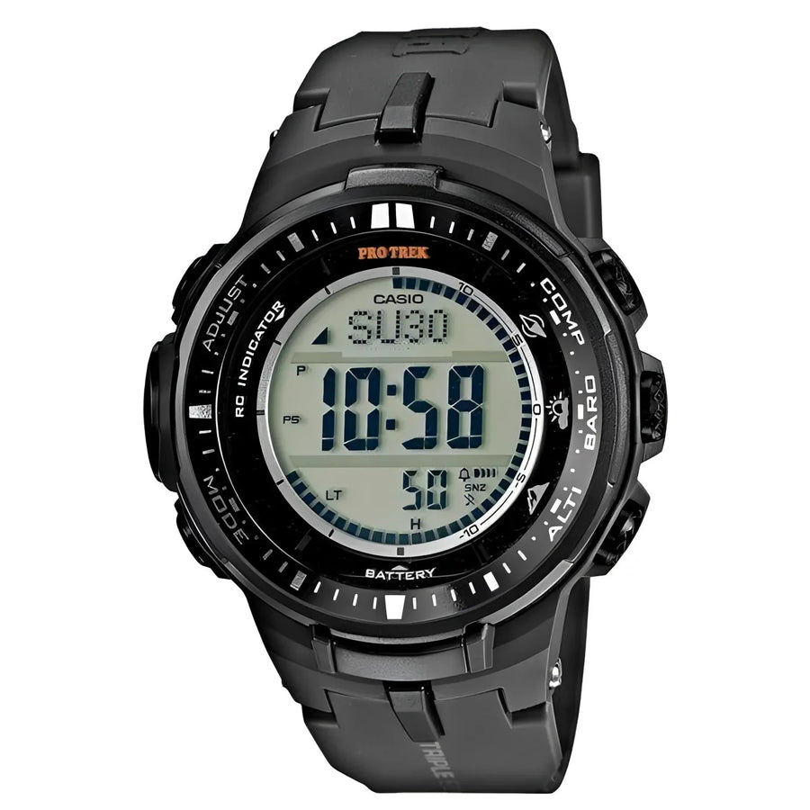 Horloge Casio PRW-3000-1ER met zwarte resin band en multifunctioneel display