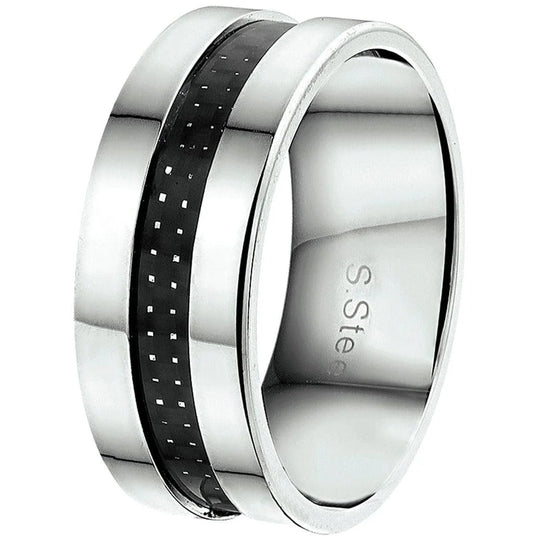 Edelstalen ring carbon