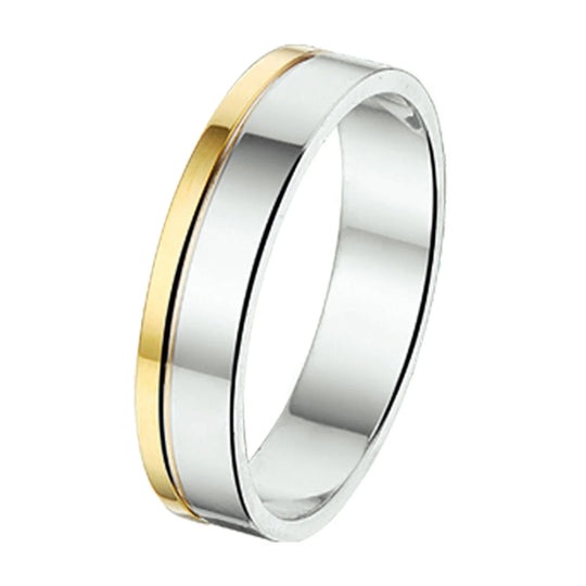 Goud met zilveren ring al753 - 4mm- ringmaat 17.25
