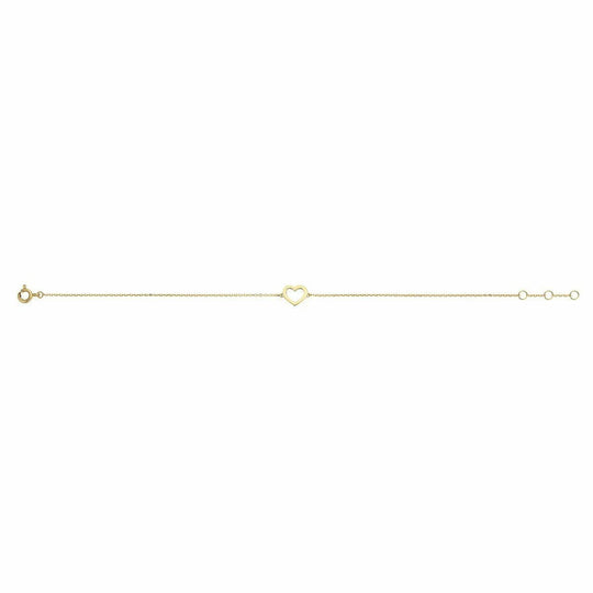 Gouden armband 9,5x6,5mm hart 16,5+1+1cm