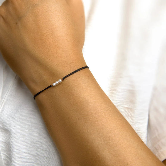 Gouden armband katoen parel