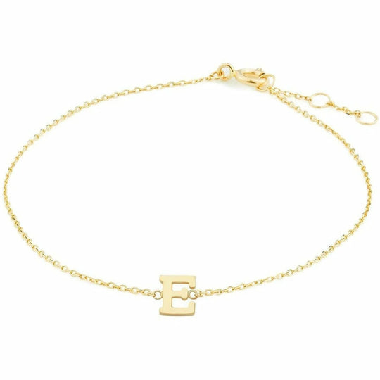 Gouden armband Letter E 16+1+1 cm