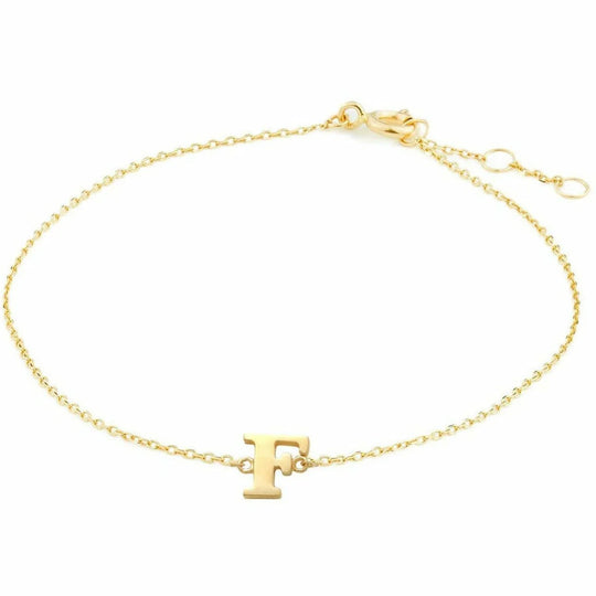 Gouden armband Letter F 16+1+1 cm