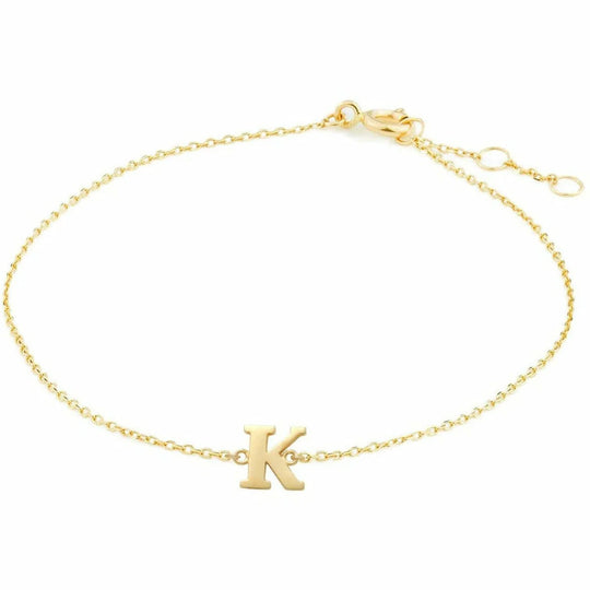 Gouden armband Letter K 16+1+1 cm