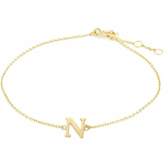 Gouden armband Letter N 16+1+1 cm