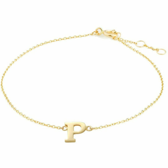 Gouden armband Letter P 16+1+1 cm