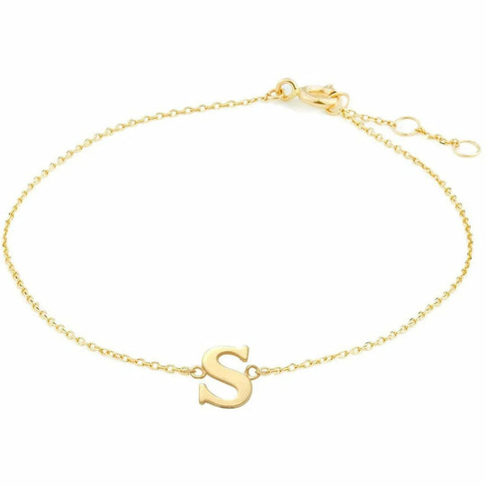 Gouden armband Letter S 16+1+1 cm