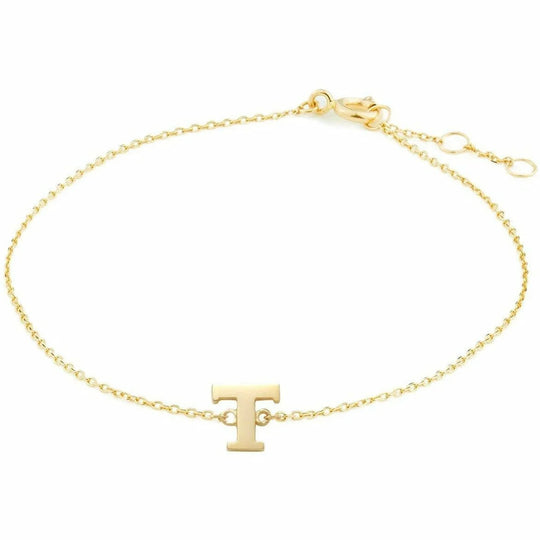 Gouden armband Letter T 16+1+1 cm
