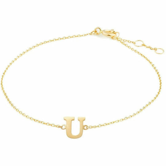 Gouden armband Letter U 16+1+1 cm