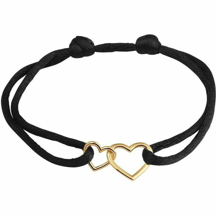 Gouden armband satijn hartjes - Armbanden