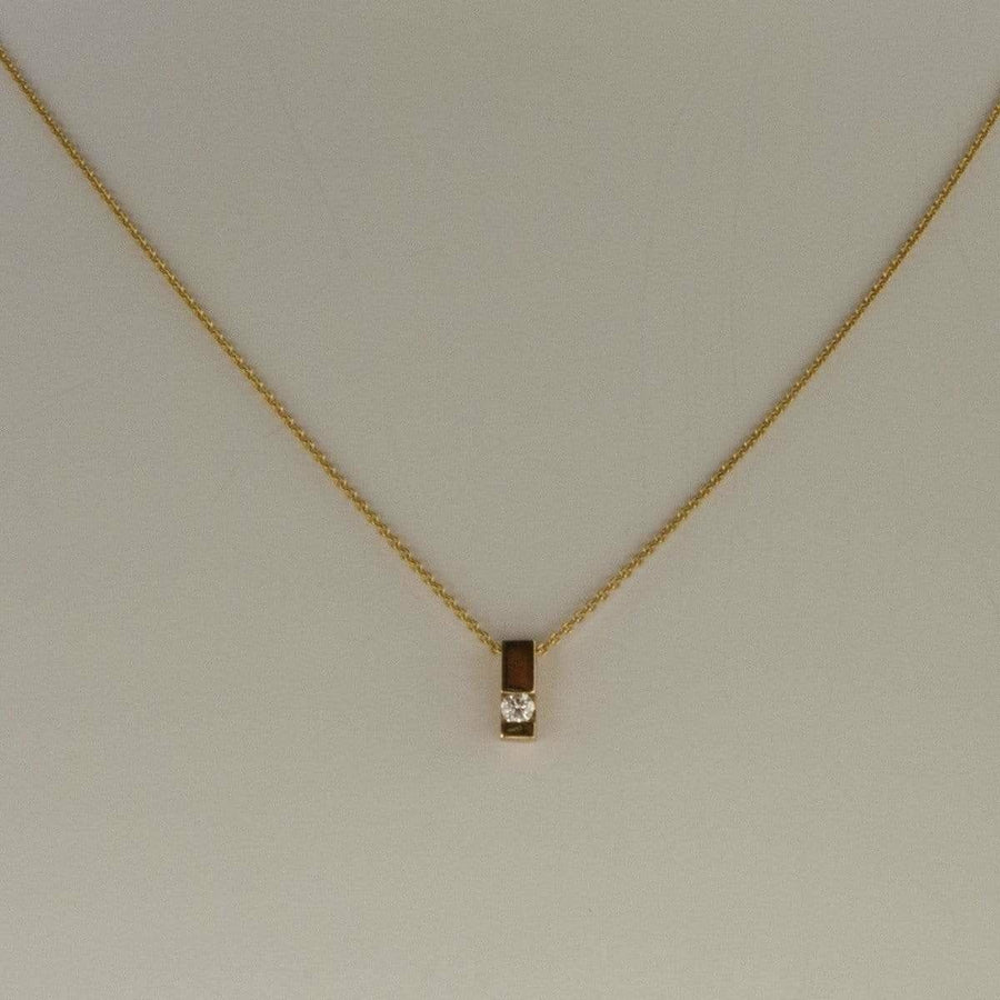 Gouden collier met hanger en briljant 0.03 YI 003 BAR 42 cm