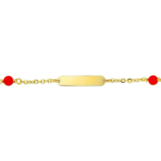 Gouden graveerarmband bloedkoraal plaat 3,8mm