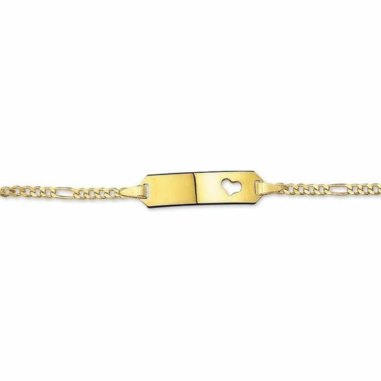 Gouden graveerarmband hart figaro plaat 5 mm 11 -13 cm