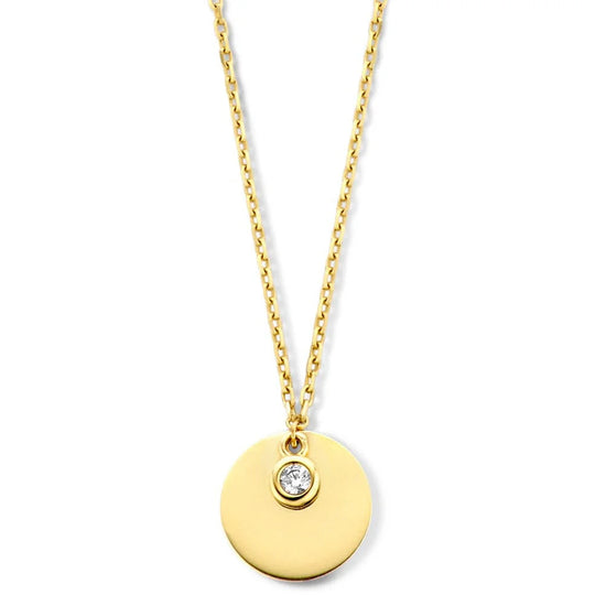 Gouden graveerketting met zirkonia