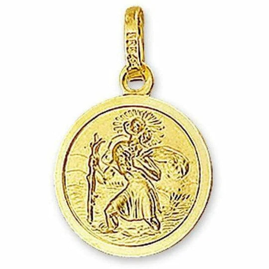 Gouden hanger christoffel poli/mat