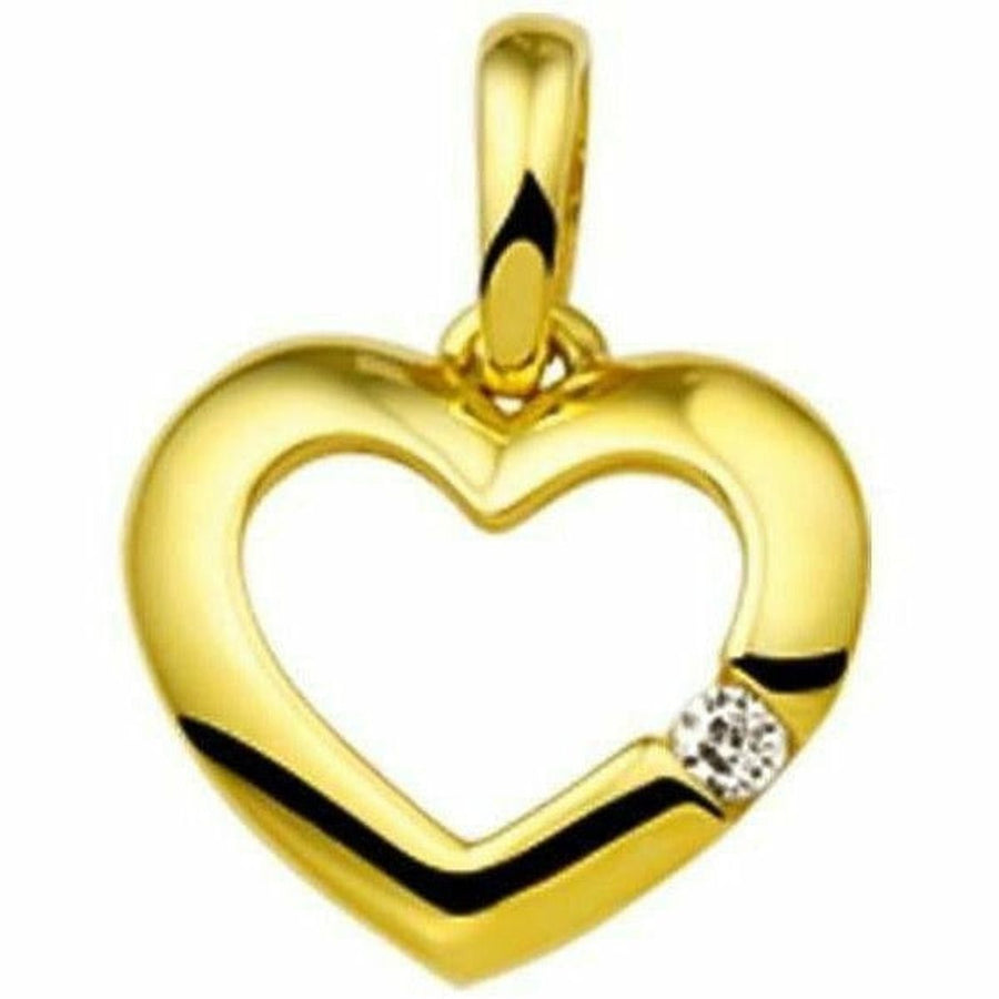 Gouden hanger hart zirkonia - Hangers