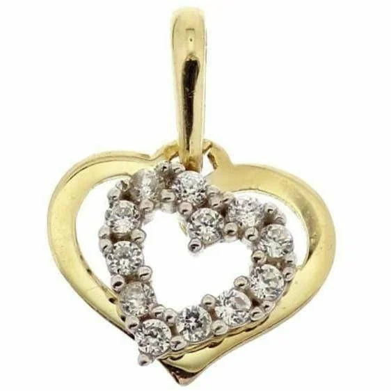 Gouden hanger hart zirkonia - Hangers