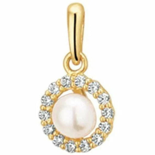Gouden hanger parel en zirkonia