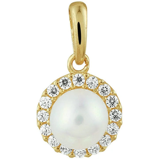 Gouden hanger parel en zirkonia