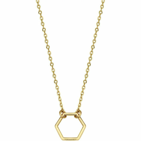 Gouden ketting 7mm hexagon 38+2,5+2,5cm