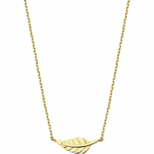 Gouden ketting 7x3mm veer 38+2,5+2,5cm