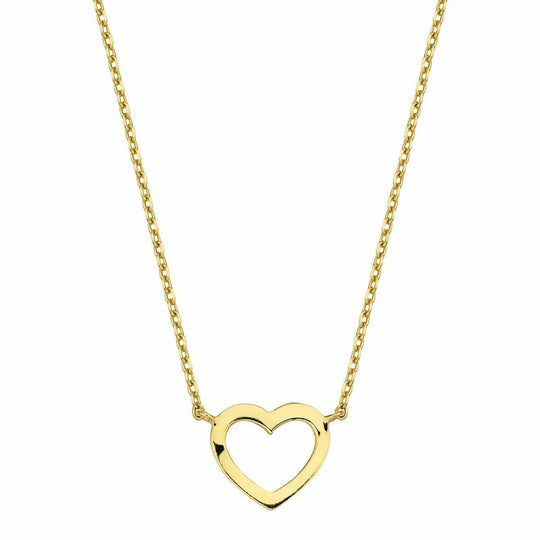 Gouden ketting 9,5x6,5mm hart 38+2,5+2,5cm