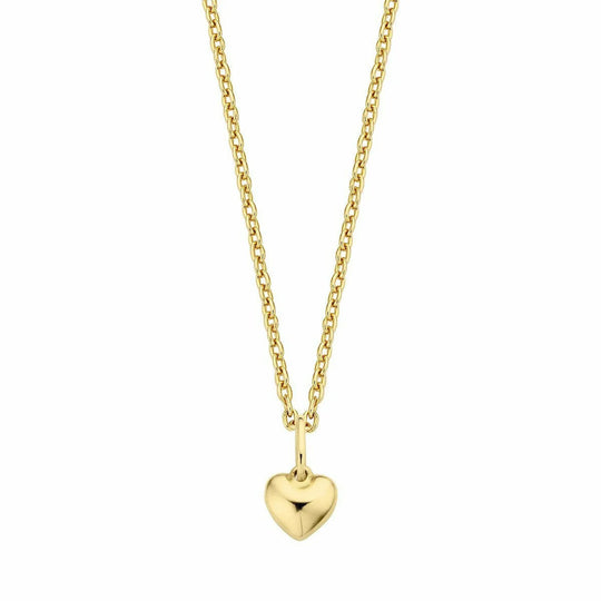 Gouden ketting hart 5mm 38+2,5+2,5cm