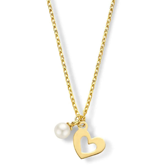 Gouden ketting hart en parel