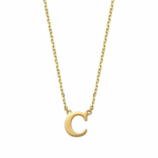 Gouden ketting Letter C 38+2,5+2,5 cm