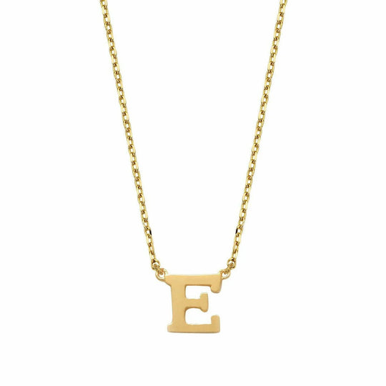 Gouden ketting Letter E 38+2,5+2,5 cm