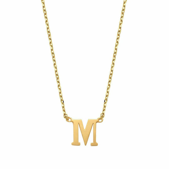 Gouden ketting Letter M 38+2,5+2,5 cm