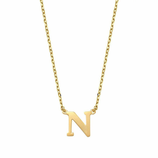 Gouden ketting Letter N 38+2,5+2,5 cm