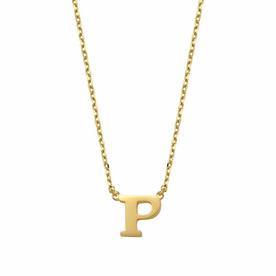 Gouden ketting Letter P 38+2,5+2,5 cm