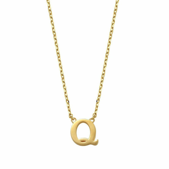 Gouden ketting Letter Q 38+2,5+2,5 cm