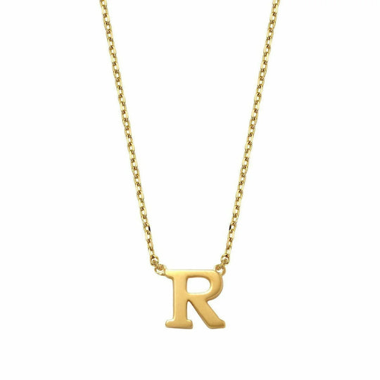 Gouden ketting Letter R 38+2,5+2,5 cm