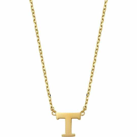 Gouden ketting Letter T 38+2,5+2,5 cm