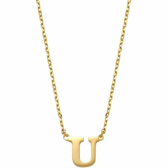 Gouden ketting Letter U 38+2,5+2,5 cm