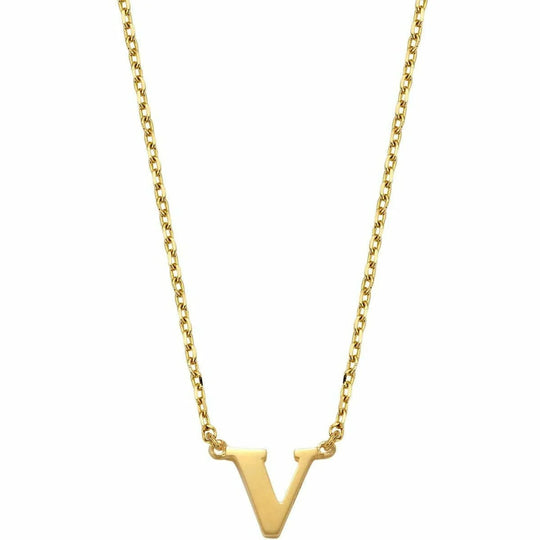 Gouden ketting Letter V 38+2,5+2,5 cm