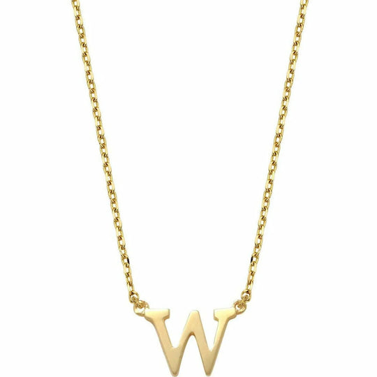 Gouden ketting Letter W 38+2,5+2,5 cm