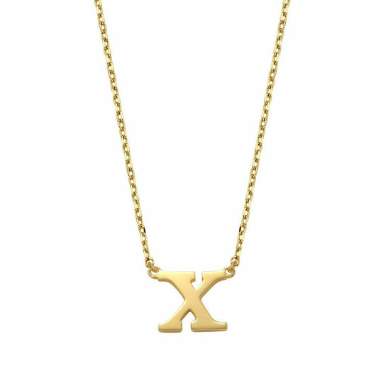 Gouden ketting Letter X 38+2,5+2,5 cm