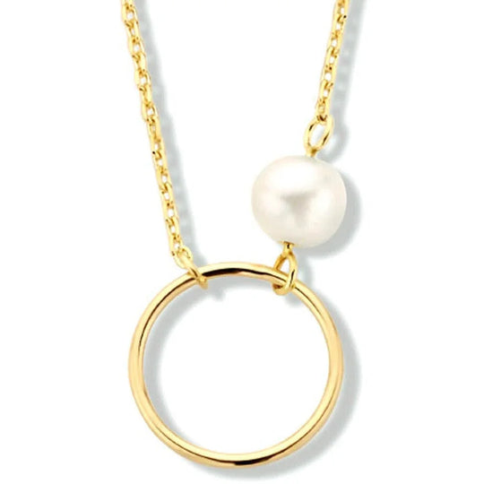 Gouden ketting parel rondje