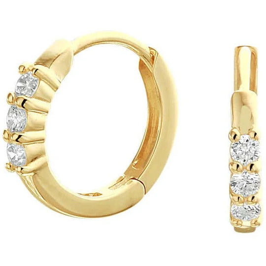 Gouden klapoorringen diamant 0.18ct